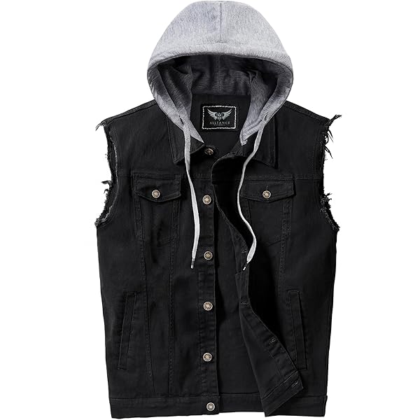 Heihuohua Men's Casual Button-Down Denim Vest Trucker Jean